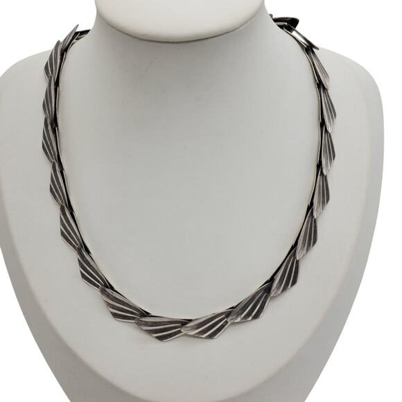 1930s Sterling Silver Deco Necklace 925 Moser Pfeil Germany Wing Fan Link 22g MP - Picture 8 of 13